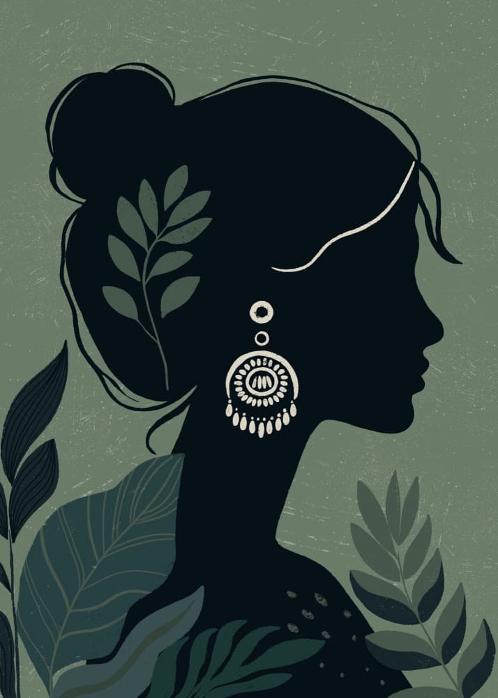 Botanical Woman Profile by Katarzyna Gąsiorowska — canvas wall art