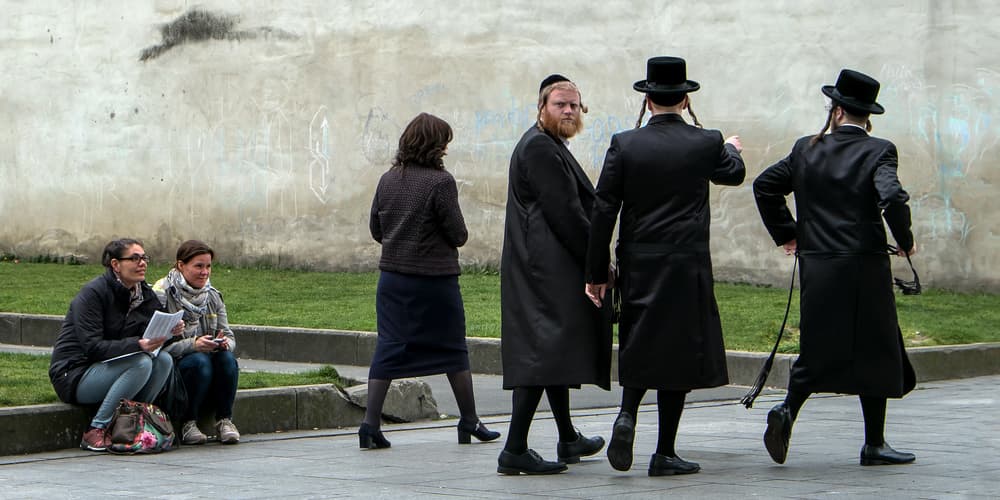 Orthodox Men Street Scene by Lus Joosten — canvas wall art