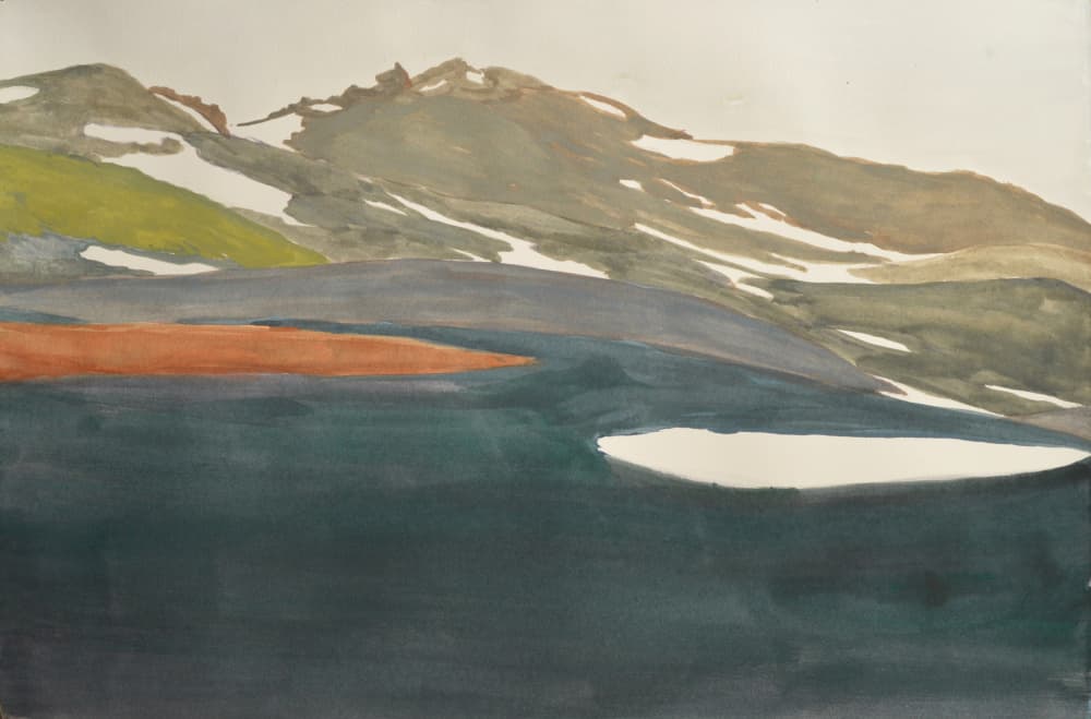 Snowy Mountain Lake View by Karin Bos — canvas wall art