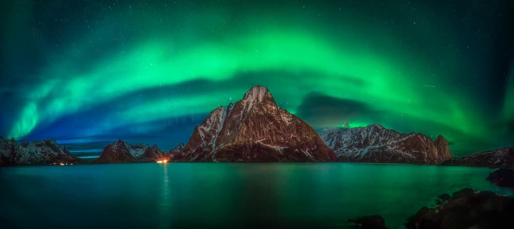 Majestic Northern Lights Fjord by Bartolome Lopez — canvas wall art