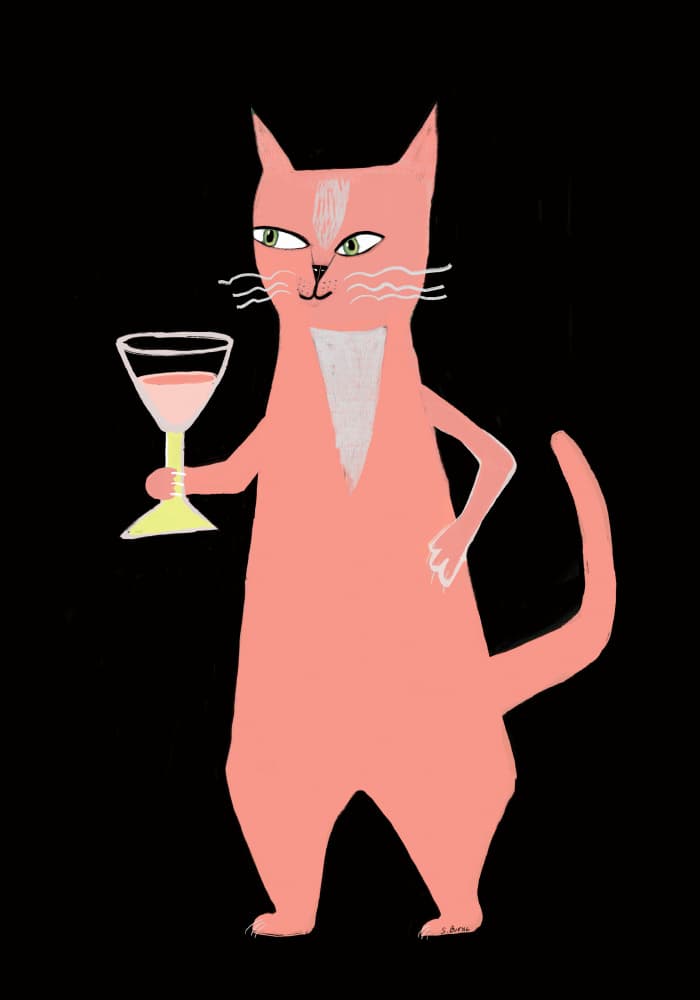 Pink Cat Cocktail by Sharyn Bursic — canvas wall art