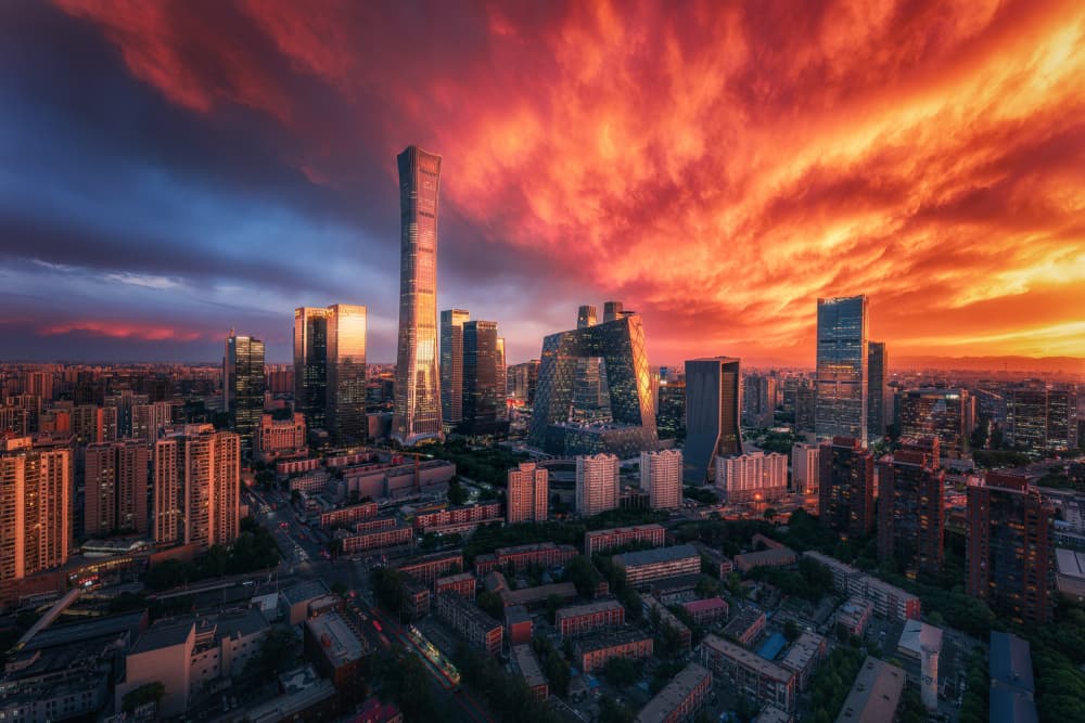 Dramatic City Sunset by Yuan Cui — canvas wall art