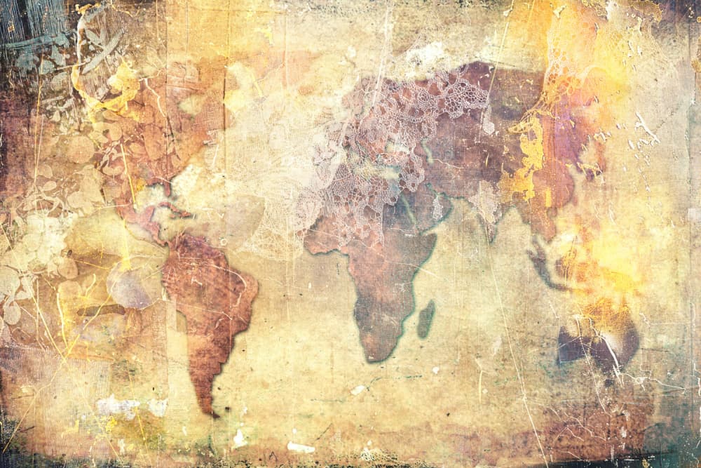 Vintage World Map by Rafal Kulik — canvas wall art