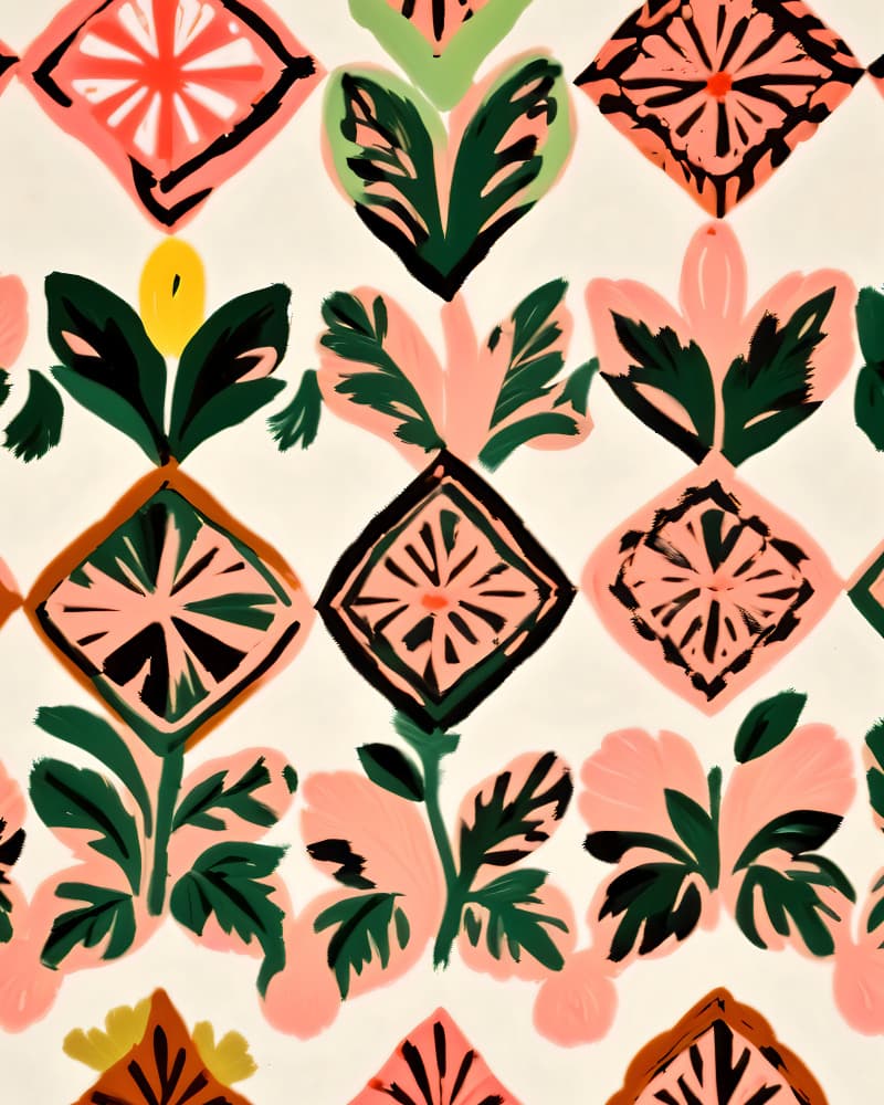 Painted Floral Diamonds by Uma Gokhale — canvas wall art