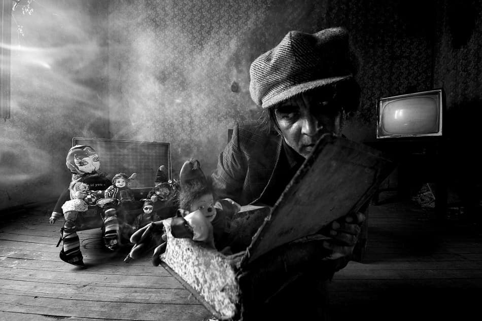 Mysterious Man and Dolls by mario grobenski - psychodaddy — canvas wall art