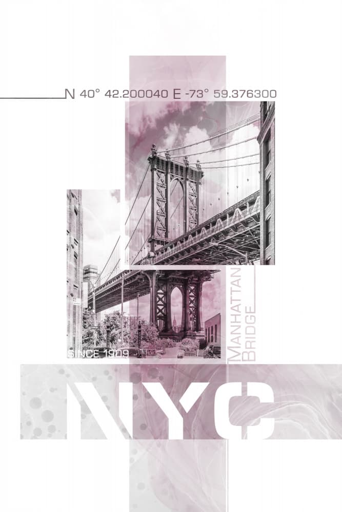 NYC Manhattan Bridge Collage by Melanie Viola — canvas wall art