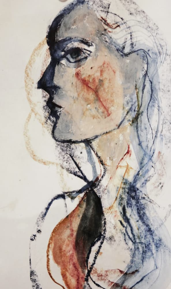 Expressive Woman Profile by Doris Schmitz — canvas wall art