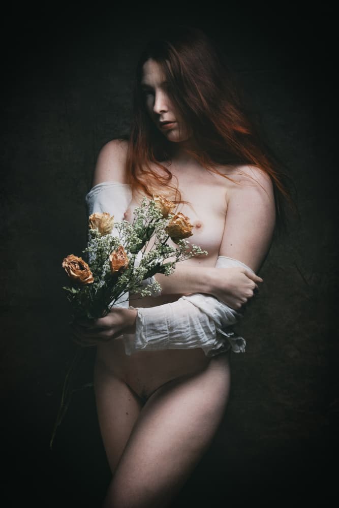 Woman with Dried Flowers by Christian Kurz — canvas wall art