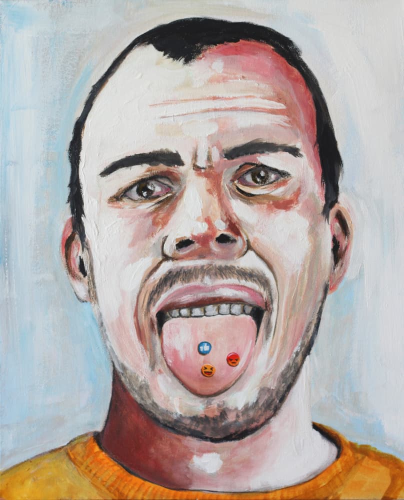 Emoji Tongue Portrait by Gabriel Grecco — canvas wall art