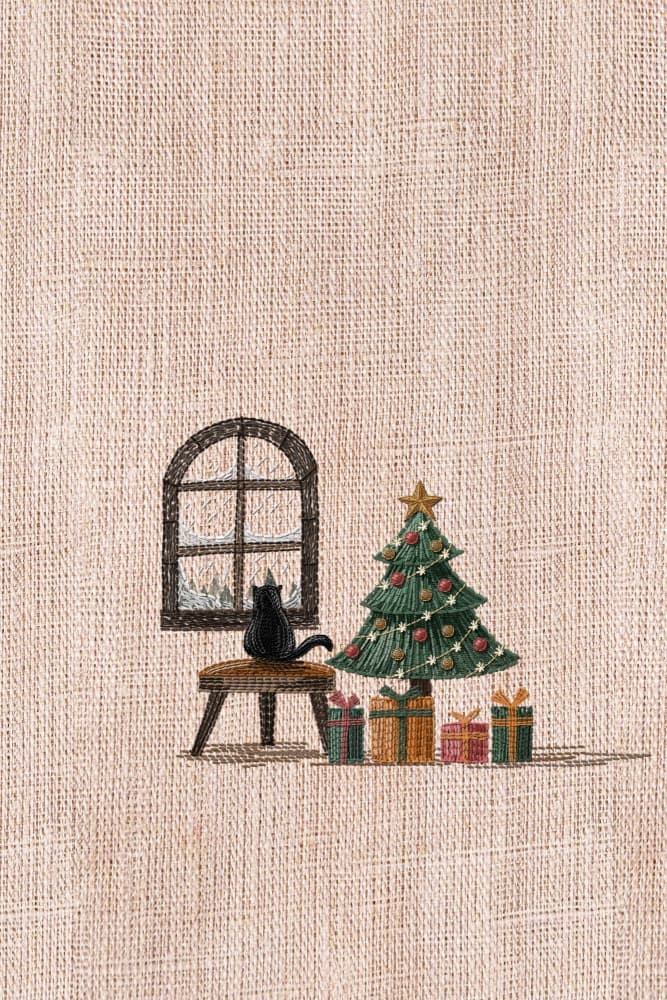 Cozy Winter Christmas Cat by Xuan Thai — canvas wall art