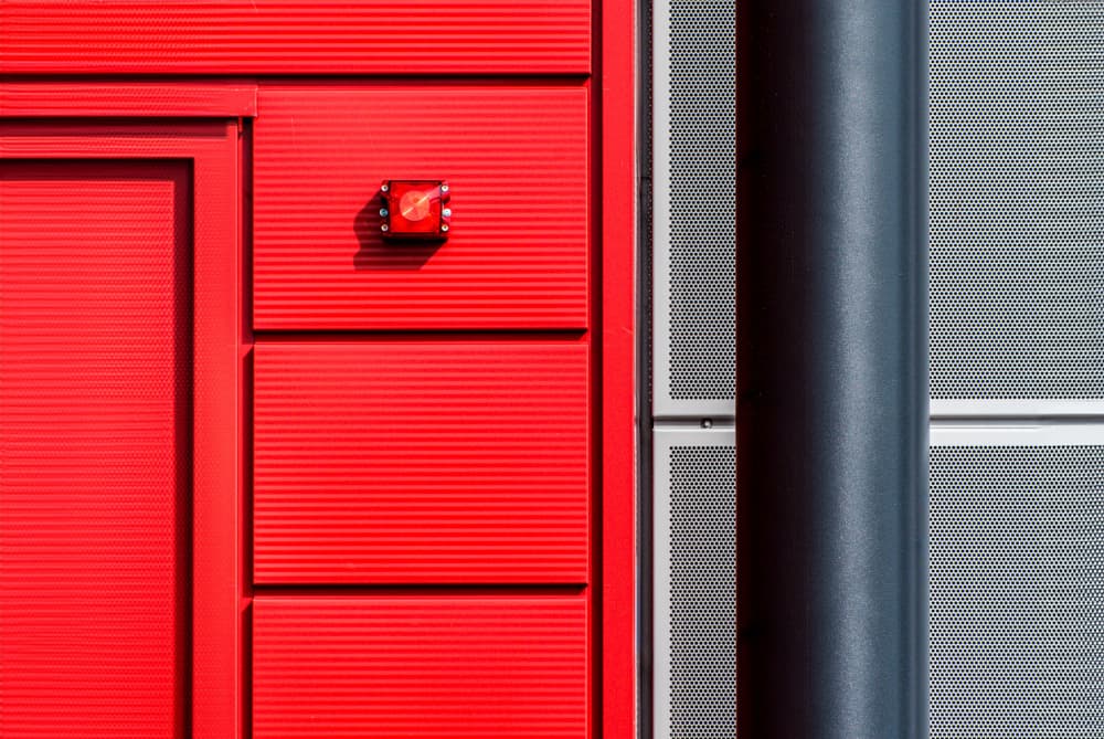 Red Building Geometry by Stephan Rückert — canvas wall art