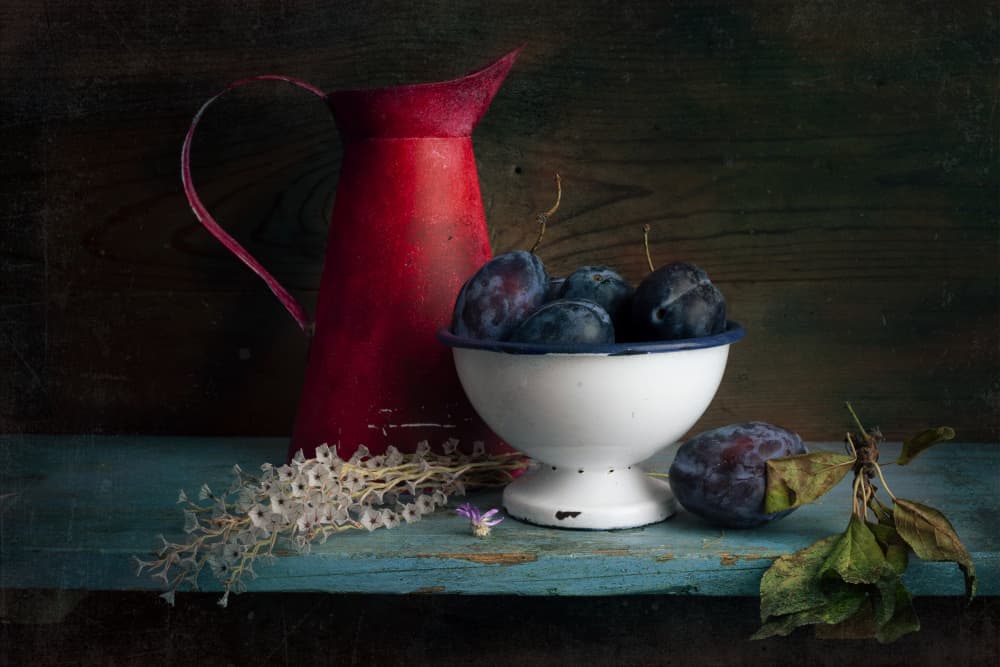 Rustic Plums Still Life by Ramiz Sahin — canvas wall art
