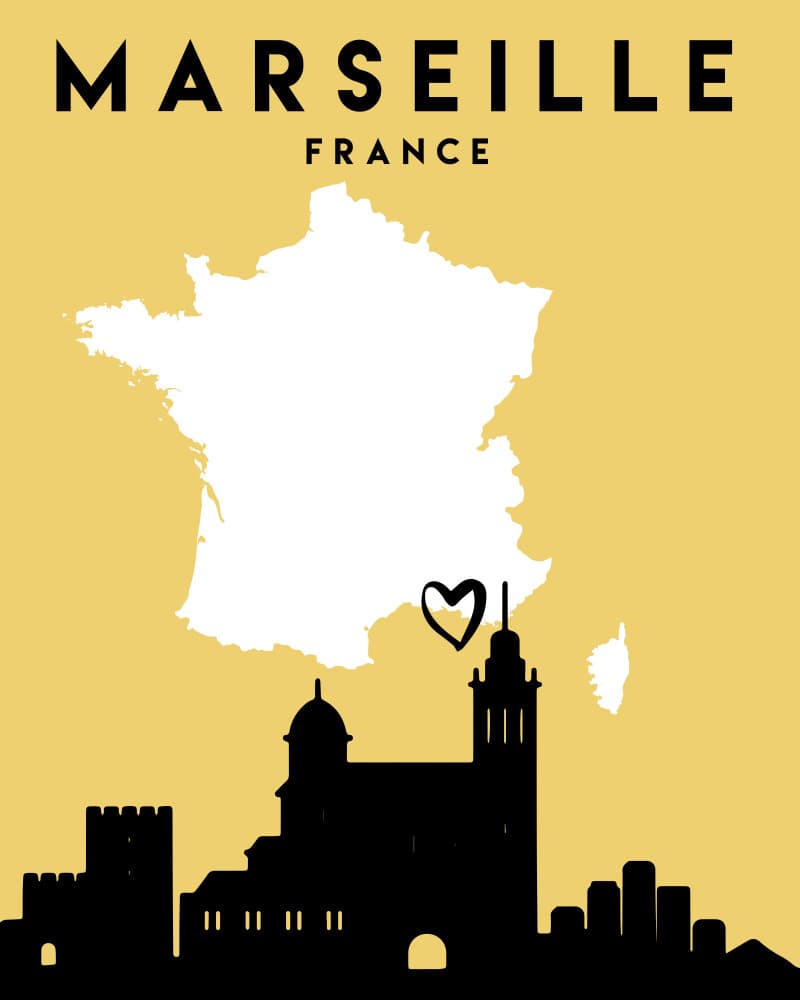 Marseille France Skyline by Emiliano Deificus — canvas wall art
