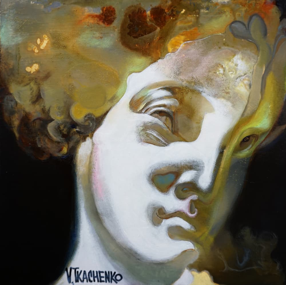 Surreal Golden Bust by Victor Tkachenko — canvas wall art