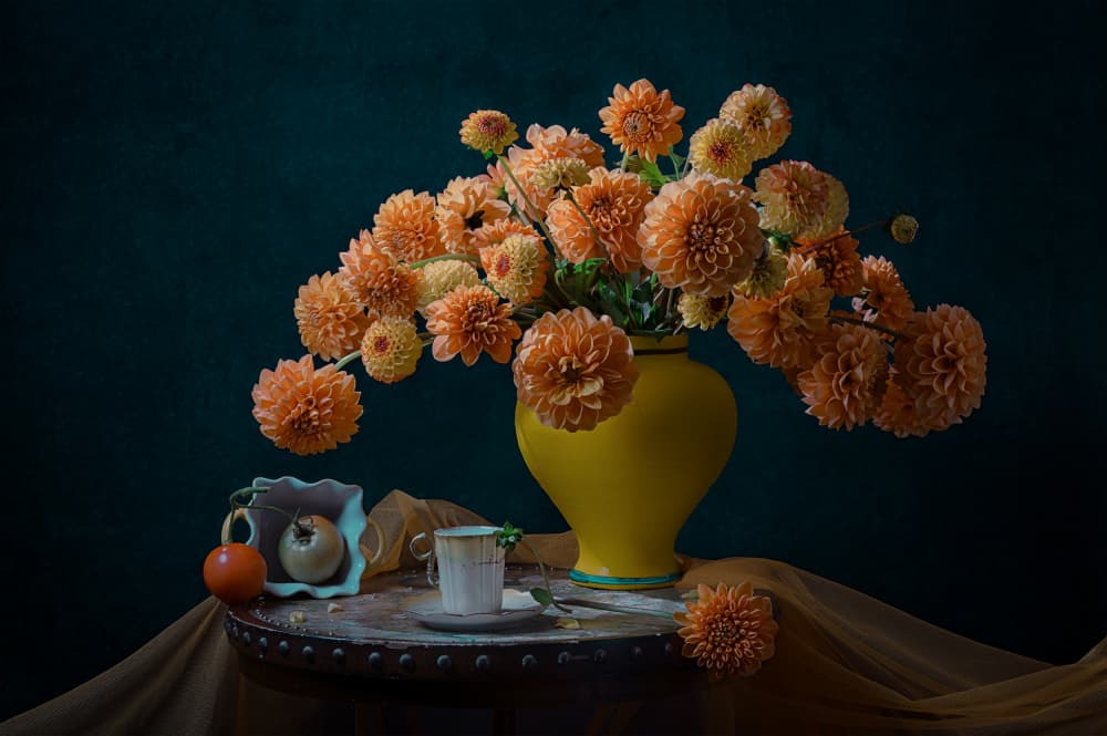 Autumn Dahlia Still Life by Lydia Jacobs — canvas wall art