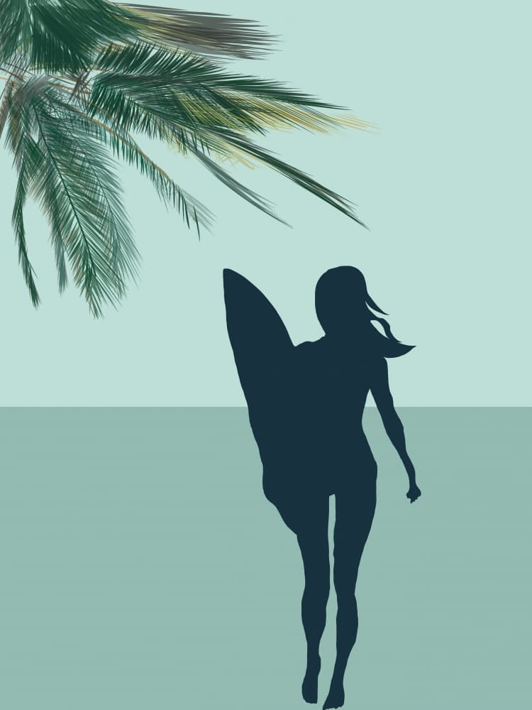 Tropical Surfer Silhouette by casa cartissi — canvas wall art