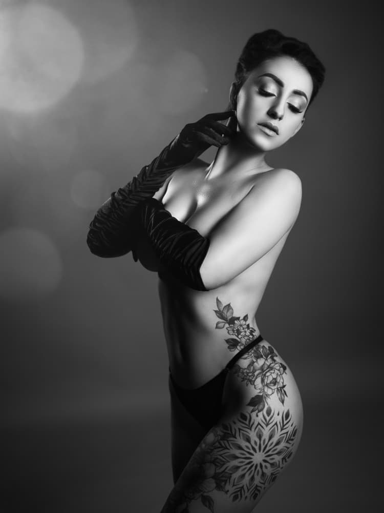Elegant Tattooed Portrait by Martin Lee — canvas wall art
