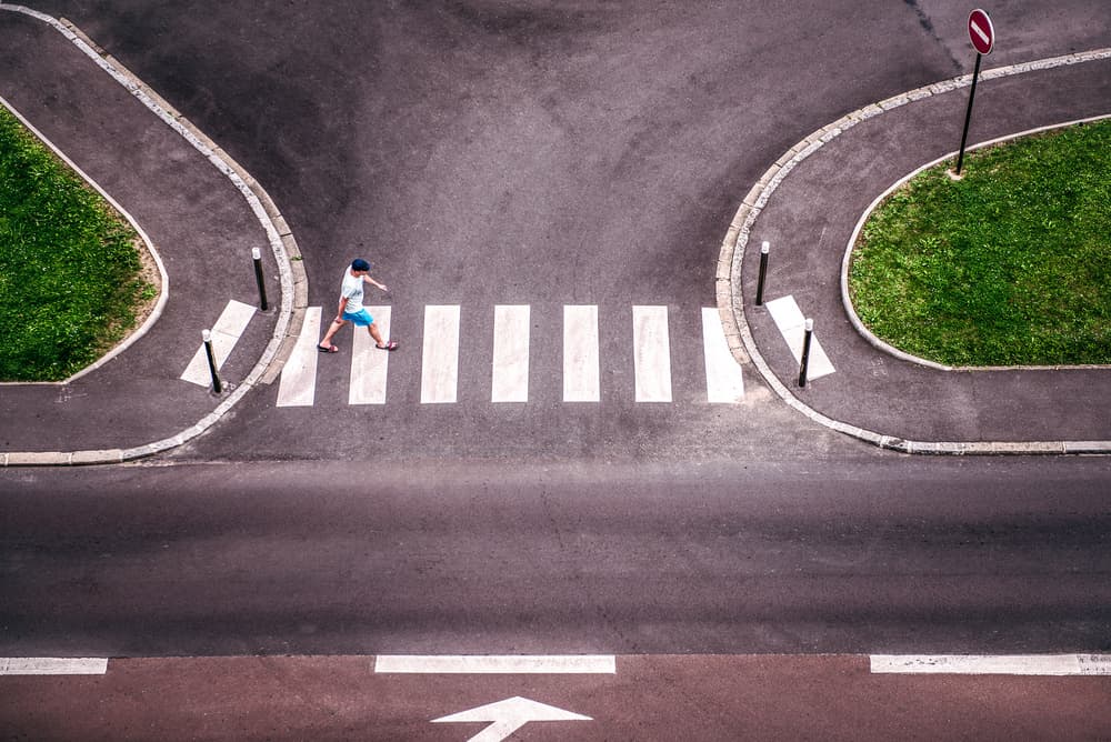 Pedestrian Crossing Overhead by Boris Hristov — canvas wall art