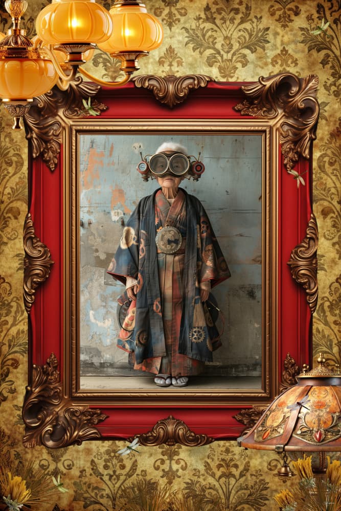 Steampunk Kimono Portrait by Sue Skellern — canvas wall art