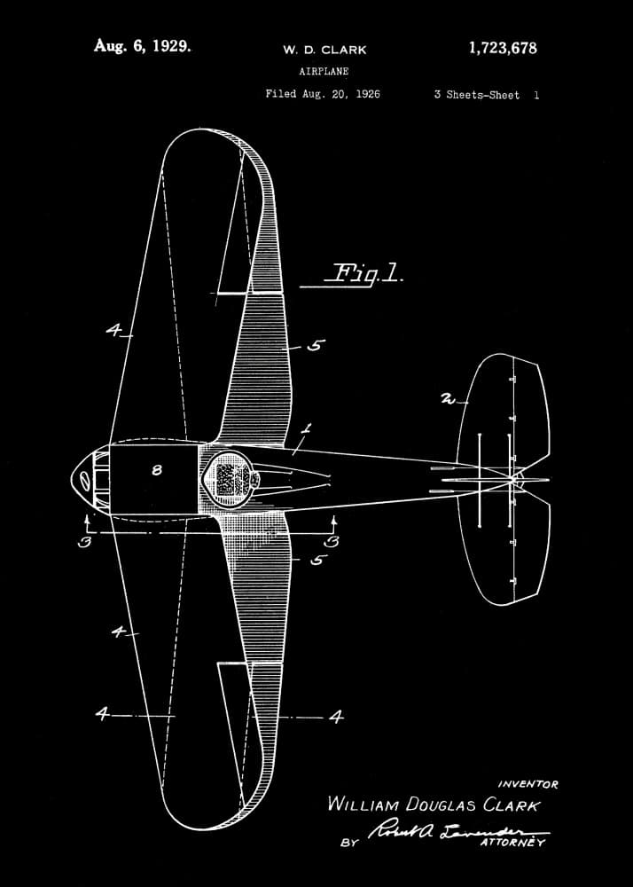 Airplane Patent 1929 by Andreas Magnusson — canvas wall art