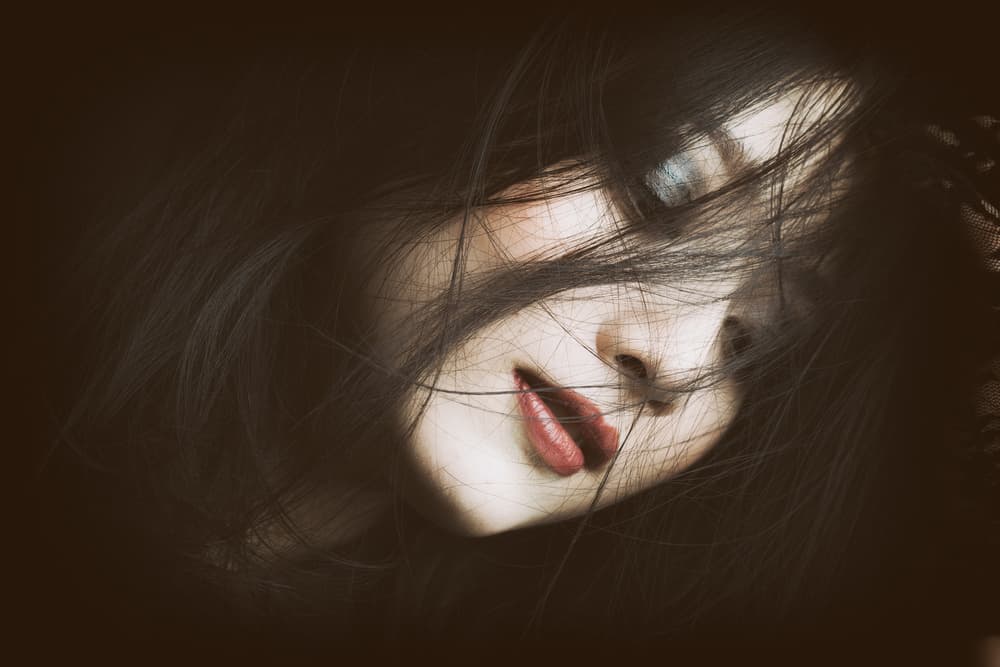 Dark Hair Red Lips by Daisuke Kiyota — canvas wall art