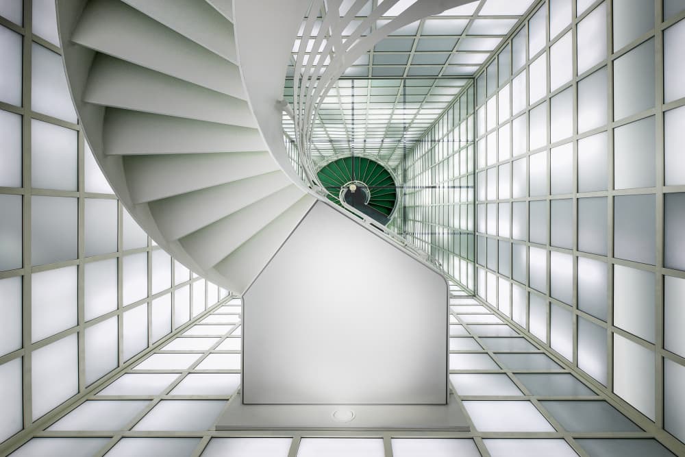Geometric Spiral Staircase by Michael Eßig — canvas wall art