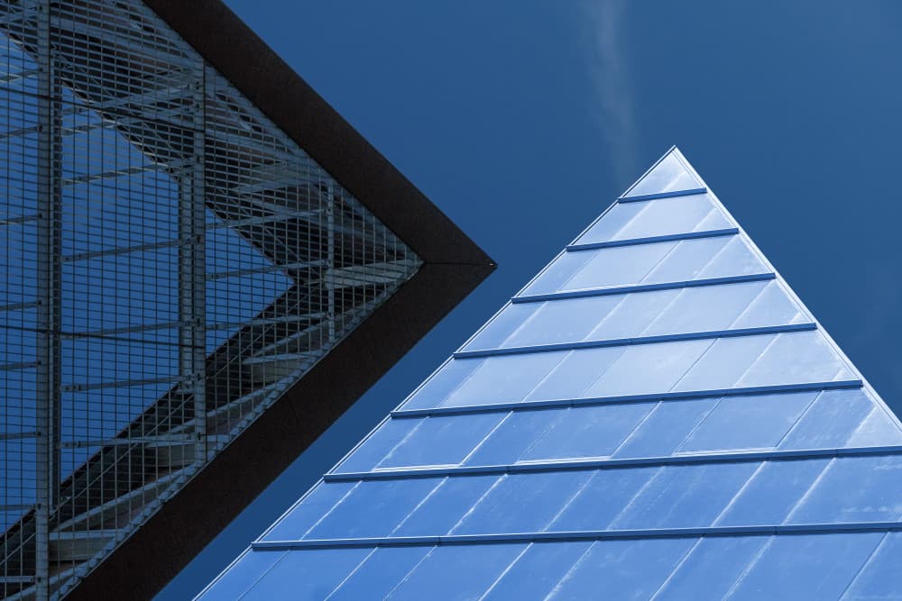 Blue Pyramid Geometry by Jef Van den Houte — canvas wall art