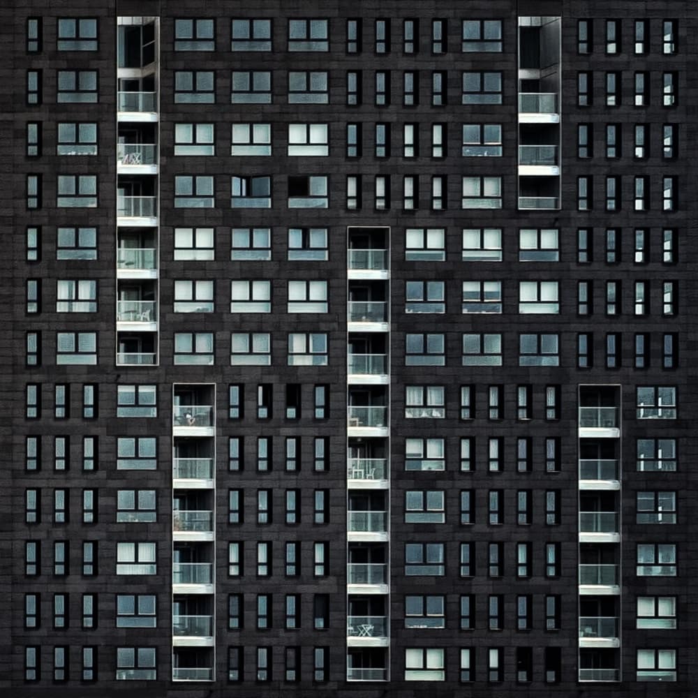 Symmetrical Urban Facade by Piet Flour — canvas wall art