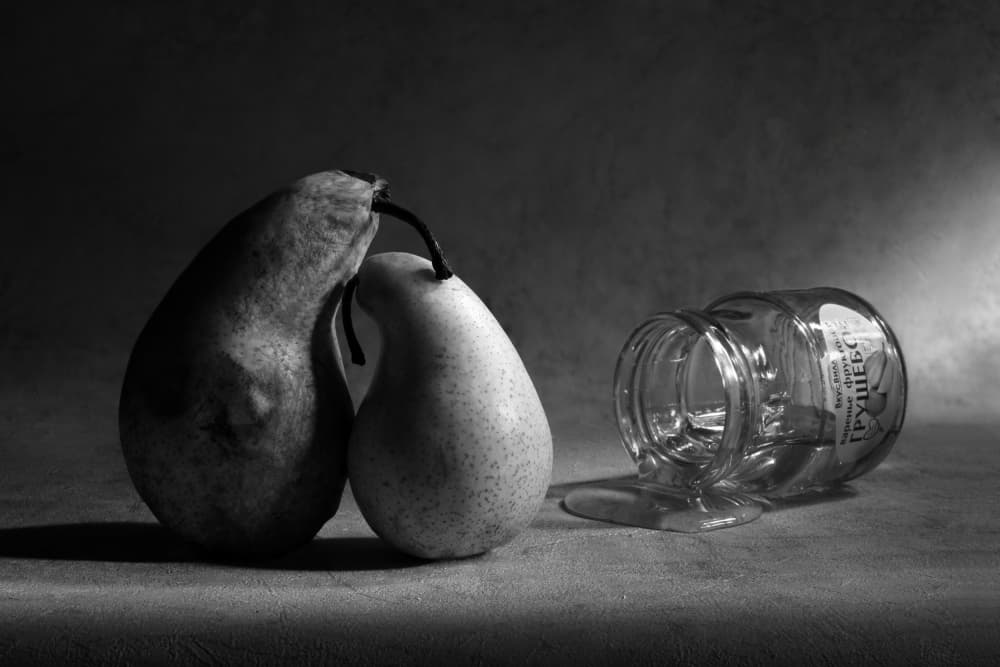 Pear Love Story by Victoria Glinka — canvas wall art