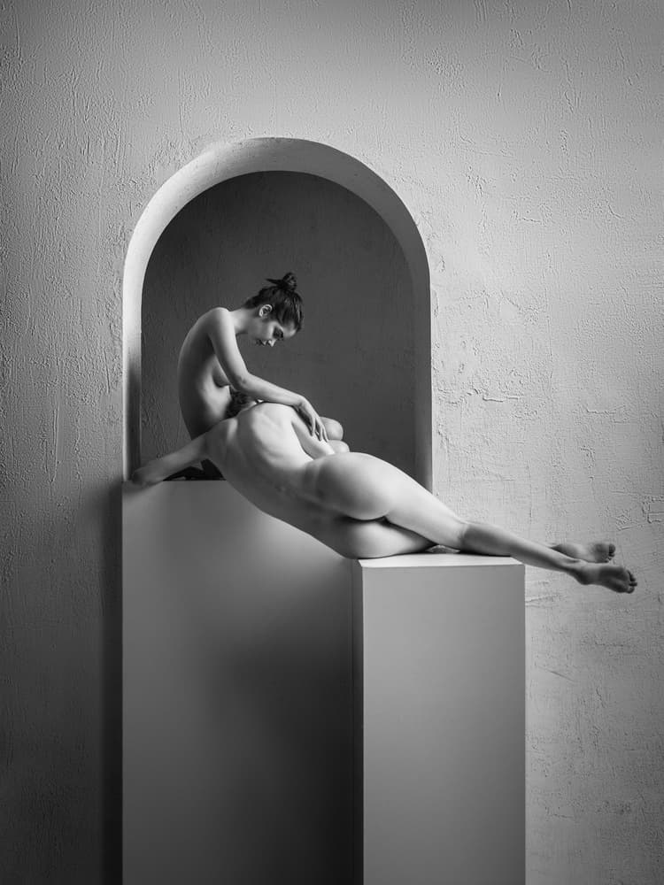 Serene Nude Embrace by AURIMAS VALEVICIUS — canvas wall art