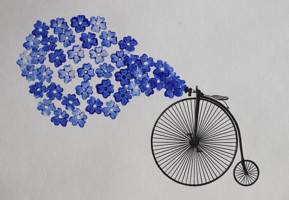Blue Floral Bicycle by Santhosh ch — canvas wall art