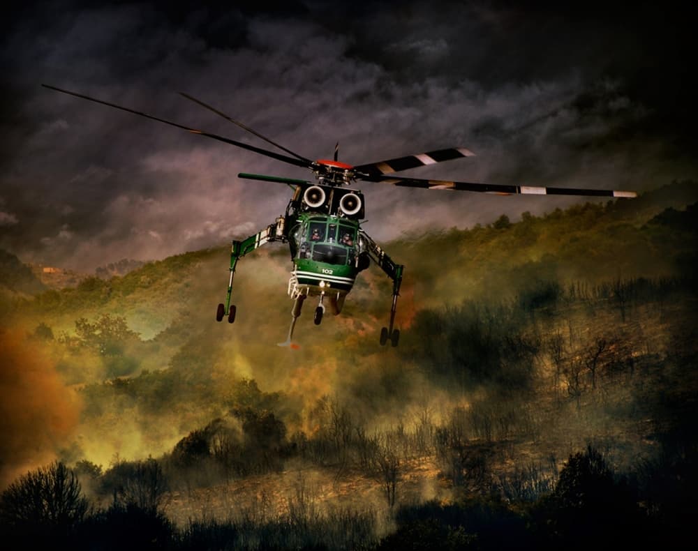 Wildfire Rescue Helicopter by Antonio Grambone — canvas wall art