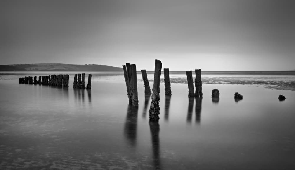 Calm Water Pilings by Anne Berger — canvas wall art