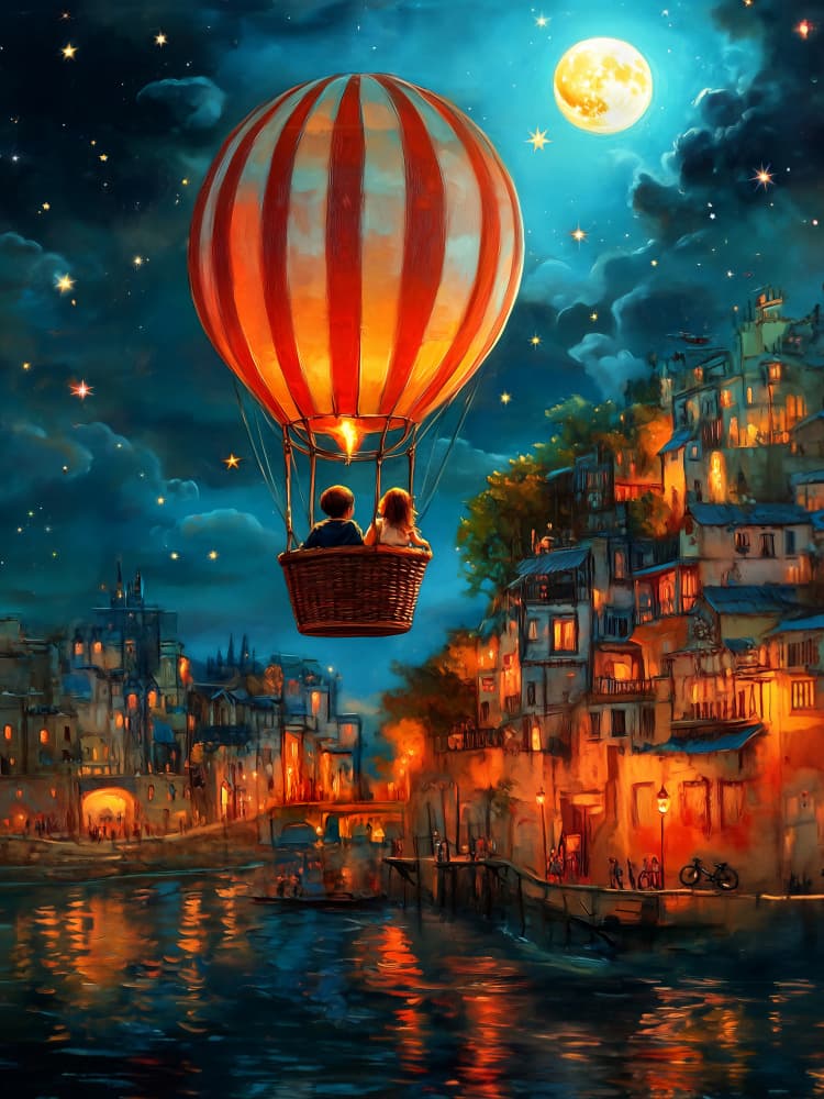 Romantic Balloon Ride by Annika Persson — canvas wall art