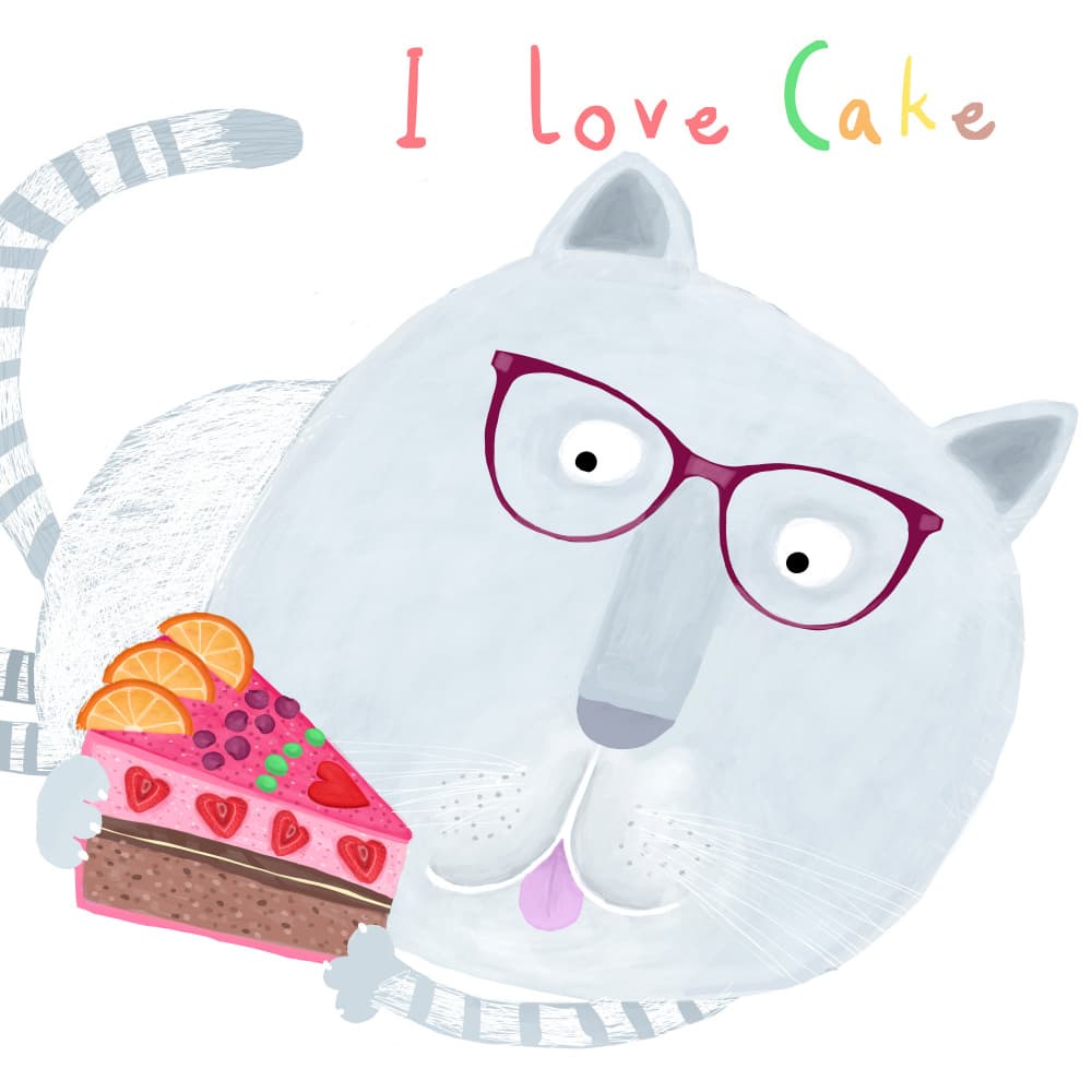 Cute Cat Loves Cake