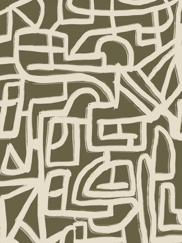 Modern Olive Maze by Little Dean — canvas wall art