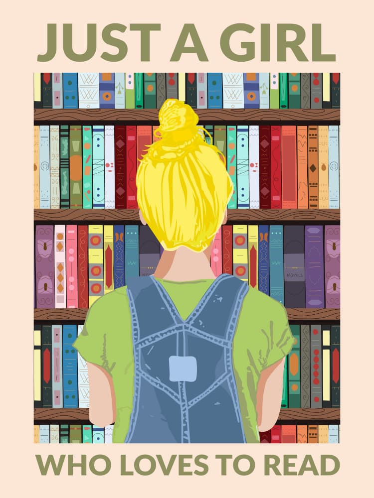 Book Lover Girl by WallChart Art Studio — canvas wall art