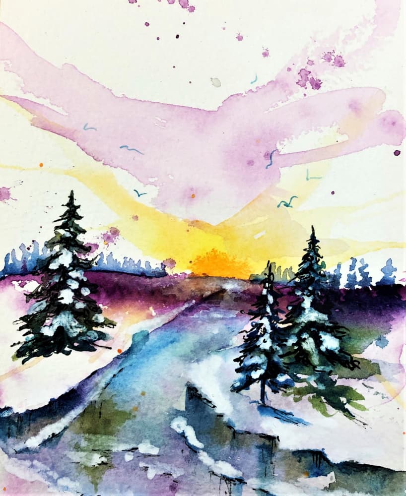 Colorful Winter Sunset by Anda Bieza — canvas wall art