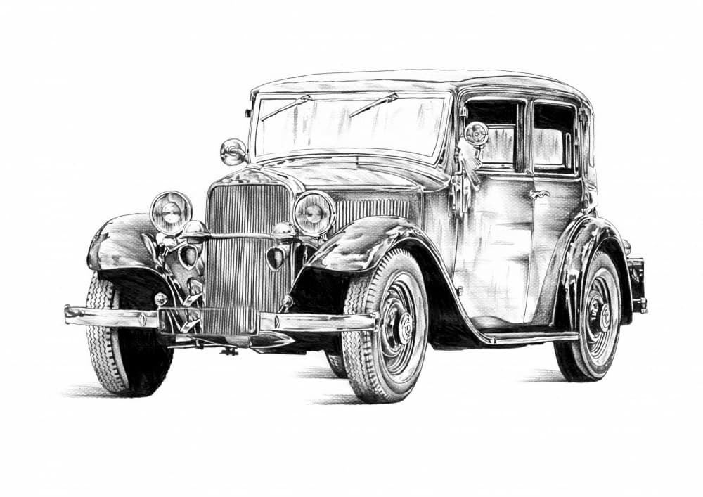 Classic Car Sketch by Kulik — canvas wall art