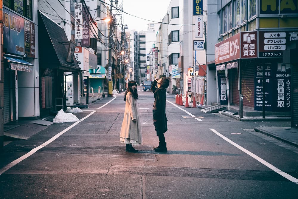 Two People Japanese Street by 7 Flavor C/P — canvas wall art