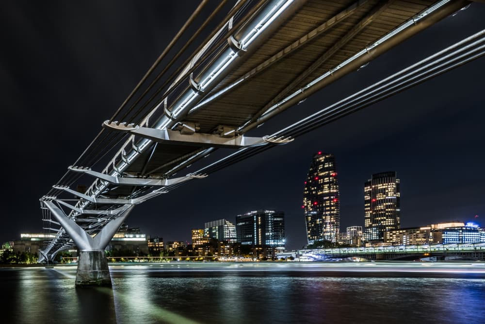 Millennium Bridge Night Lights by Michiko Ôtomo — canvas wall art