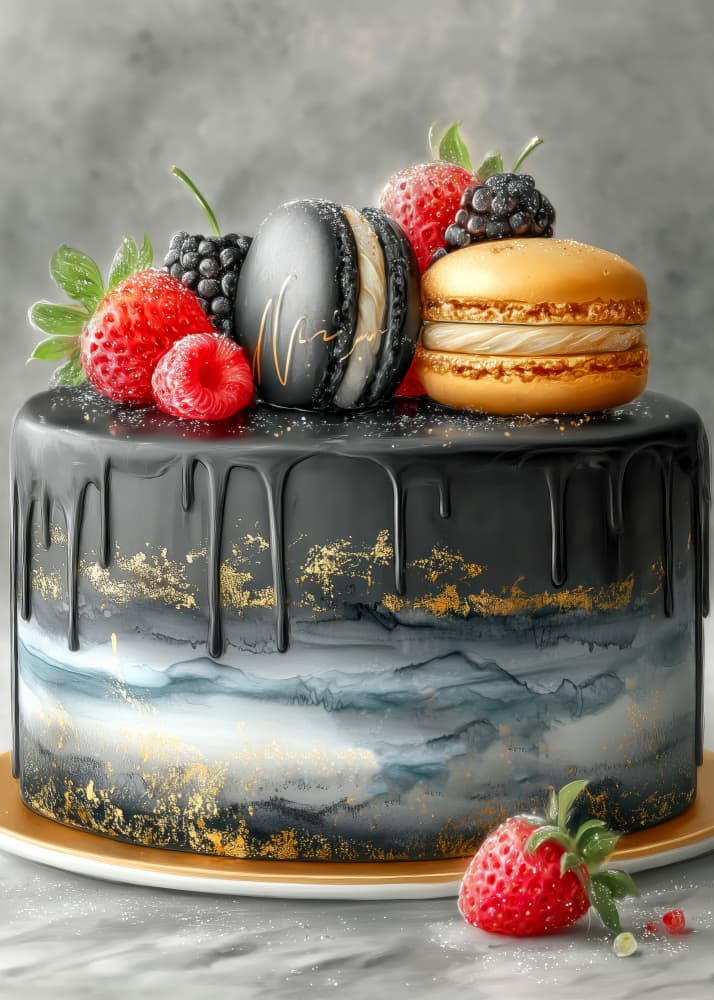 Elegant Black Gold Cake by Justyna Jaszke — canvas wall art