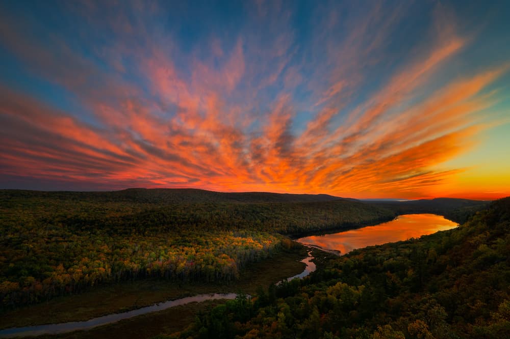 Sunset Over Forest Lake by John Fan — canvas wall art