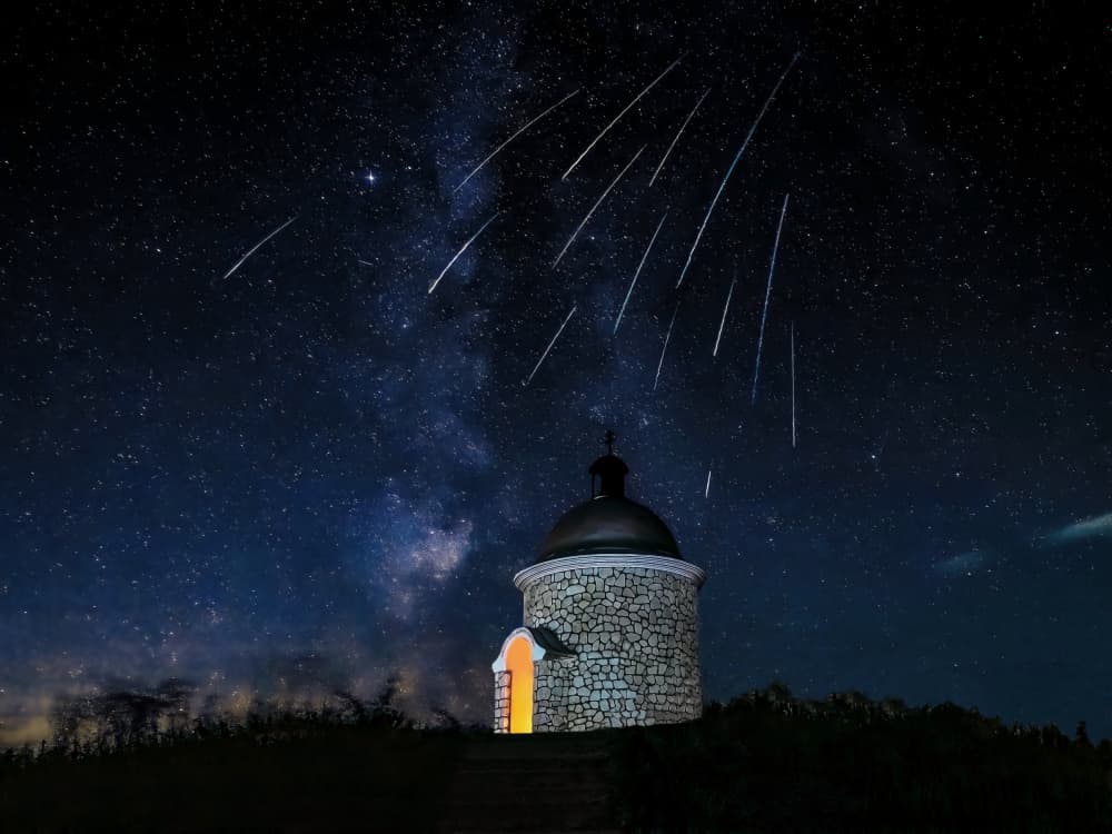 Shooting Stars Over Chapel by Ilona Rosenkrancová — canvas wall art