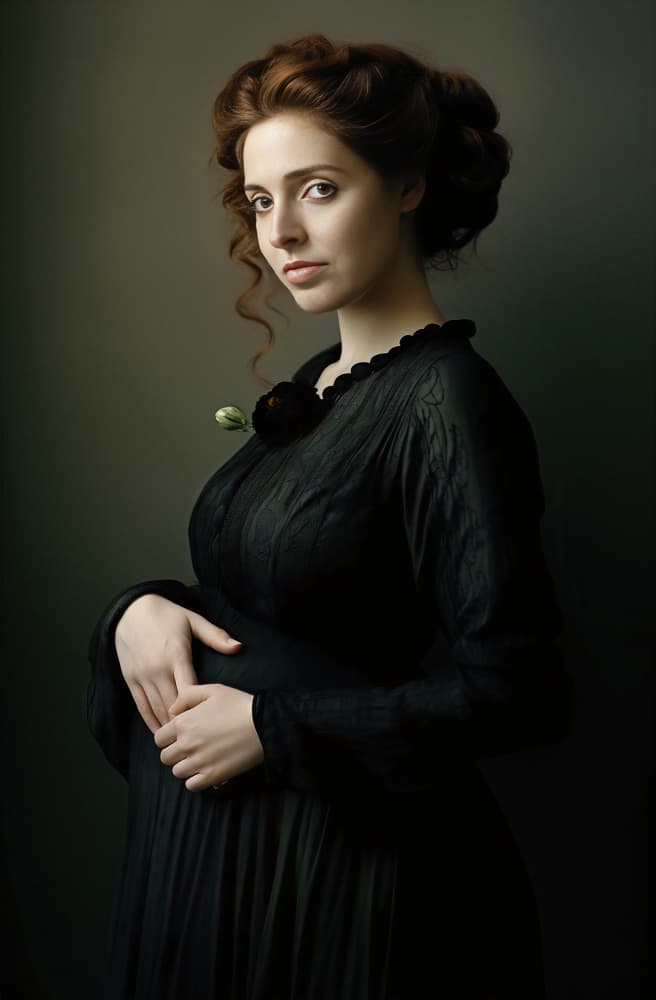 Pensive Expectant Mother by DDiArte — canvas wall art
