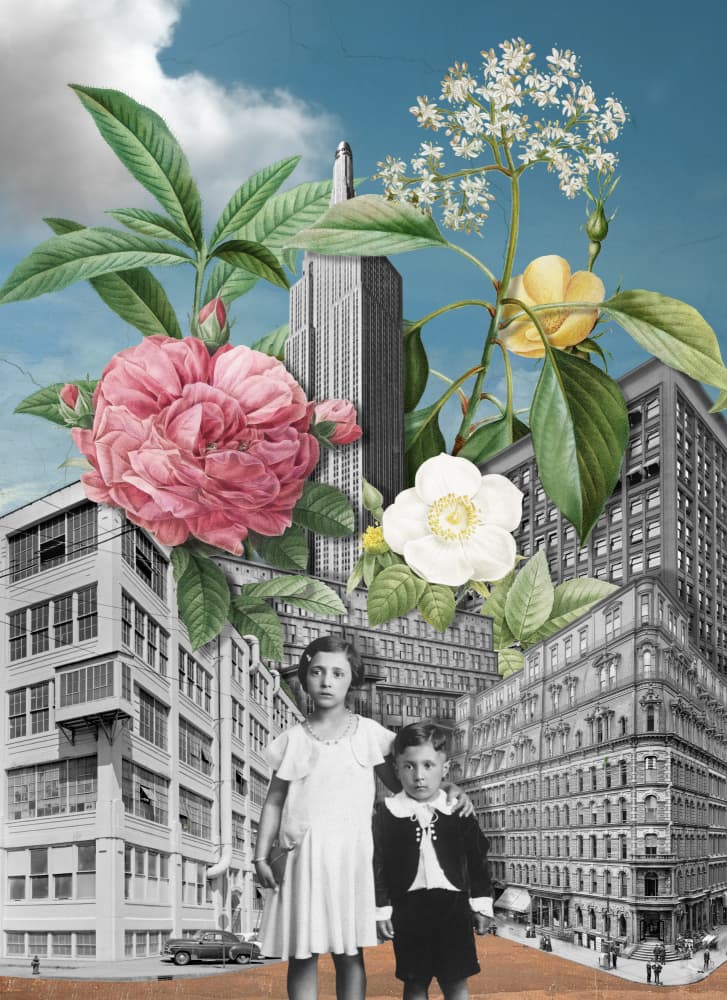 Nostalgic City Bloom by Marja van den Hurk — canvas wall art