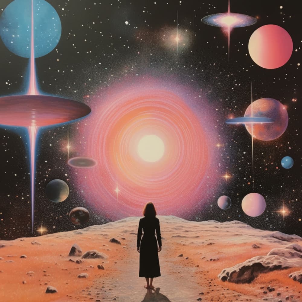 Woman in Cosmic Landscape by Samantha Hearn — canvas wall art