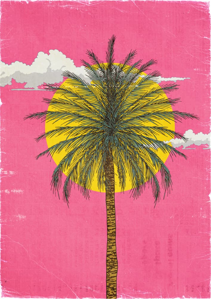 Retro Palm Sun by Nicholas — canvas wall art