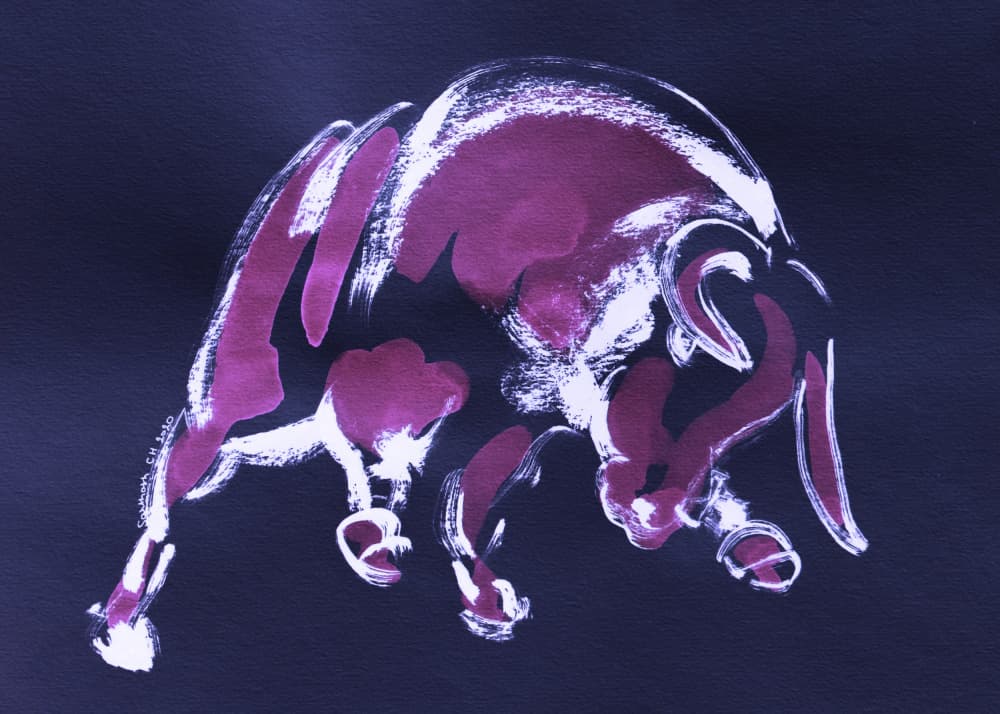 Dynamic Purple Bull by Santhosh ch — canvas wall art