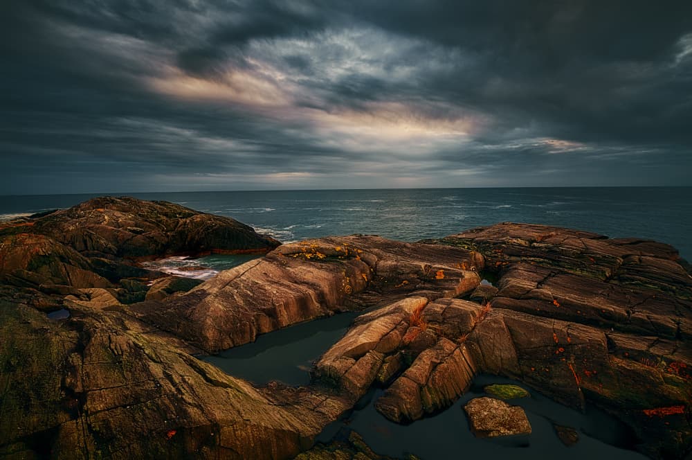 Moody Coastal Rocks by Ben.C.L — canvas wall art